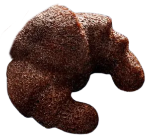 Cocoa croissant shaped cake bite